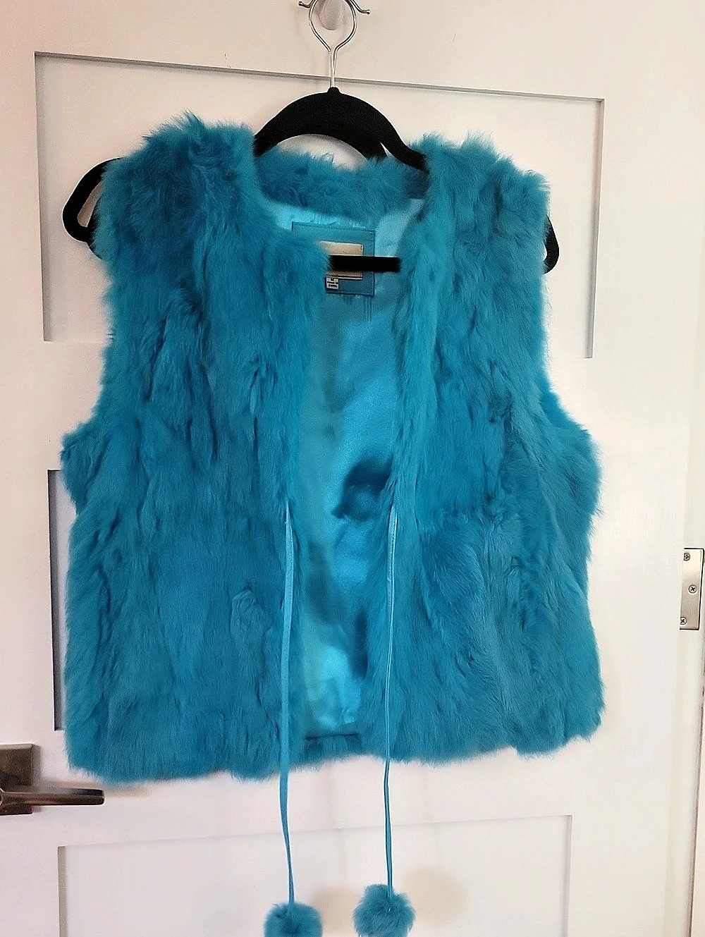 Carrie Allen Faux Fur Vest in Blue Size Medium Like New
